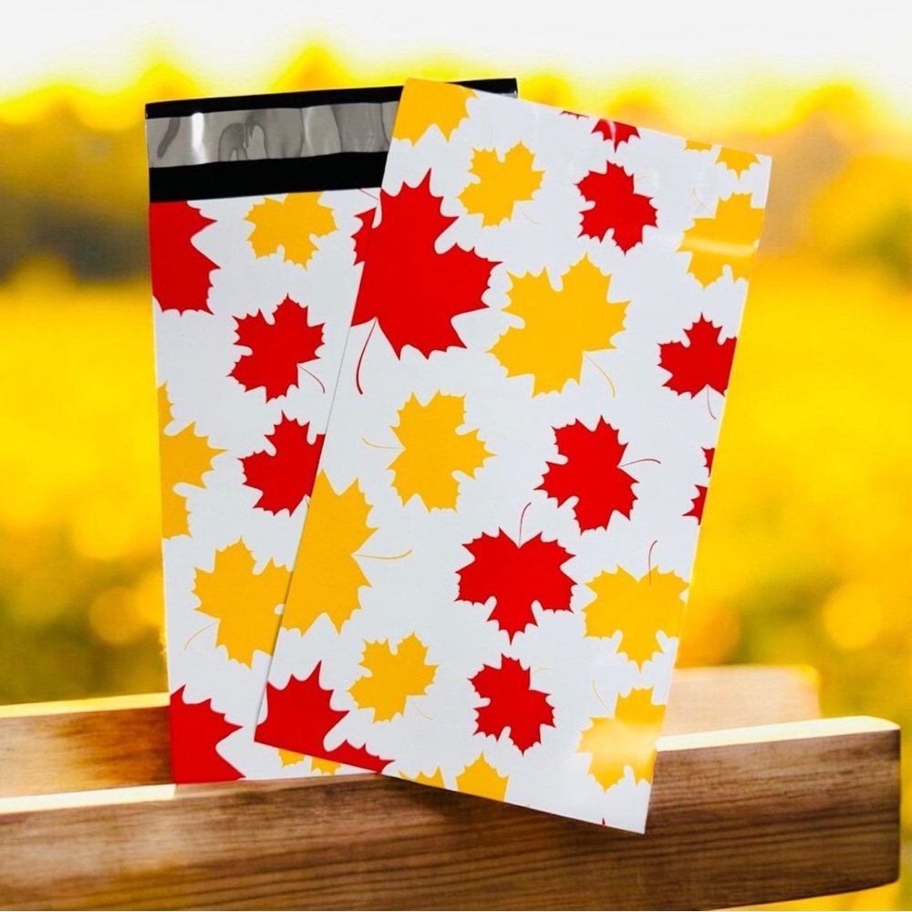 (10) 6x9 Fall Autumn Leaves Poly Mailers